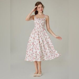 Scarlet Darkness Floral Printed Corset Ruched Bust Cami Dress Flowy Sundress